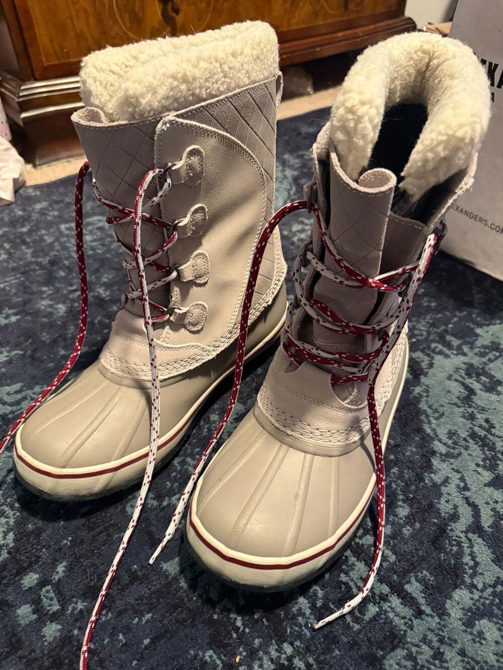 LL Bean Snow Boots Size 9 Medium Gray Quilted Duck Boots